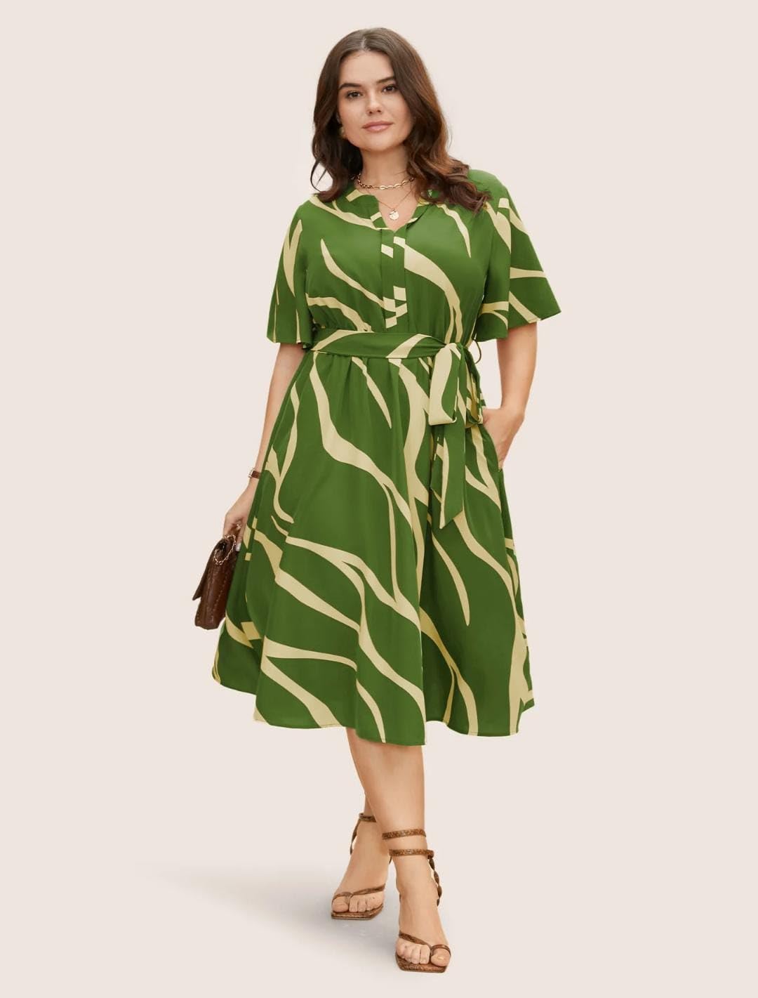 Mehendi Rayon Printed Midi Dress – Stylish One Piece – JAIPURFAME