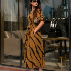American Print Rayon Midi Dress for Women