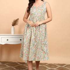 Soft Cream Cotton Sleeveless Kurta Full View