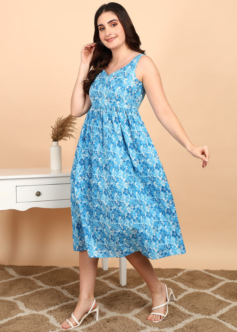 Soft Sky-Blue Cotton Sleeveless Kurta Side