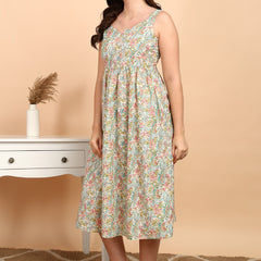 Soft Cream Cotton Sleeveless Kurta Side