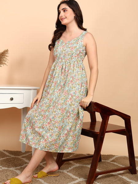 Soft Cream Cotton Sleeveless Kurta Image