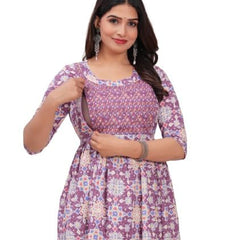 Pink - Maternity Feeding Kurti with Zipper | Cotton Floral Printed Pregnancy & Nursing Dress | Comfortable & Stylish Maternity Wear for Women | Breastfeeding Kurta with Zipper | Soft & Elegant