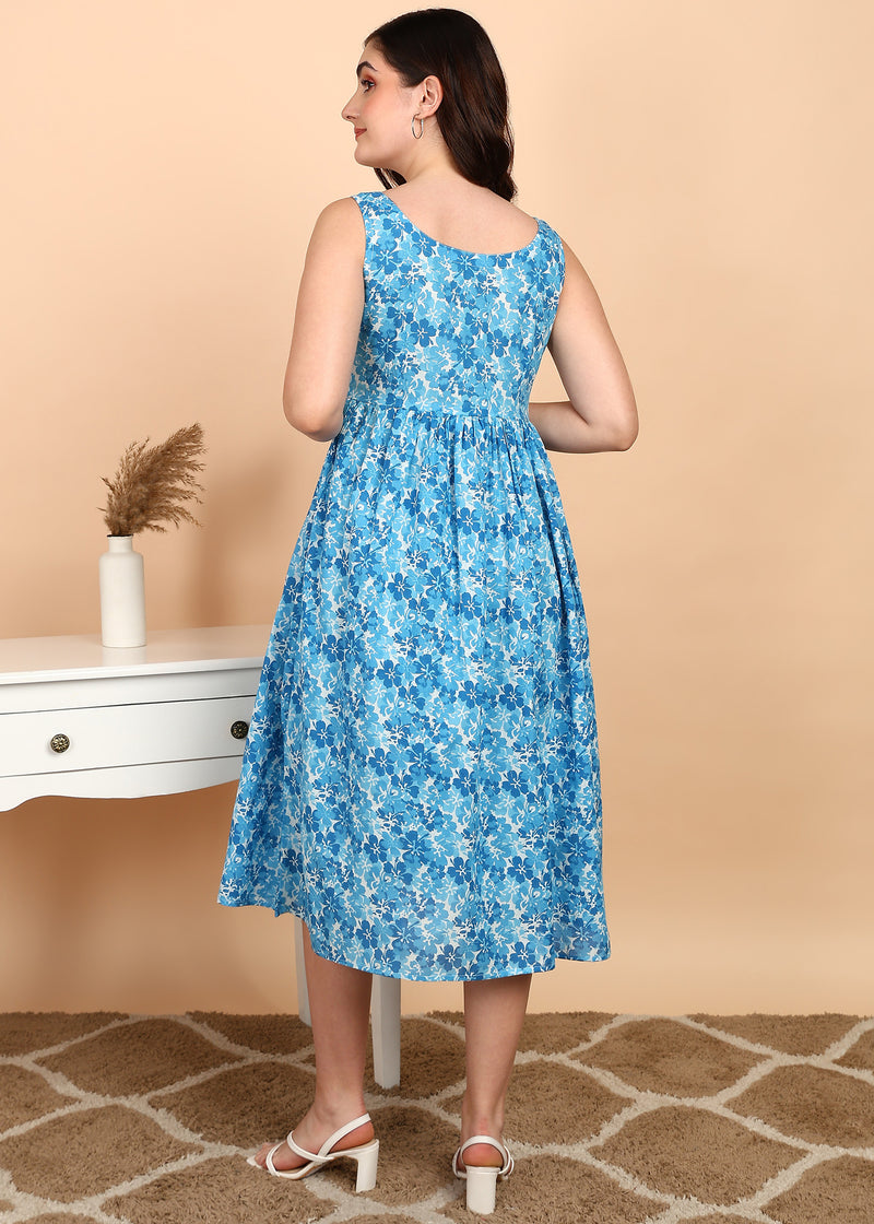 Soft Sky-Blue Cotton Sleeveless Kurta Back