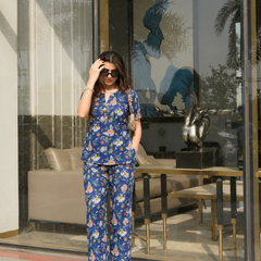 Blue Floral Cotton Co-Ord Set