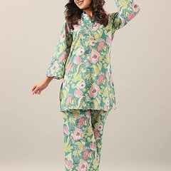 Standard Light Green - JJAIPURFAME Women's Trendy Printed Cotton Blend Straight Light Green Color Kurta and Palazzo Set