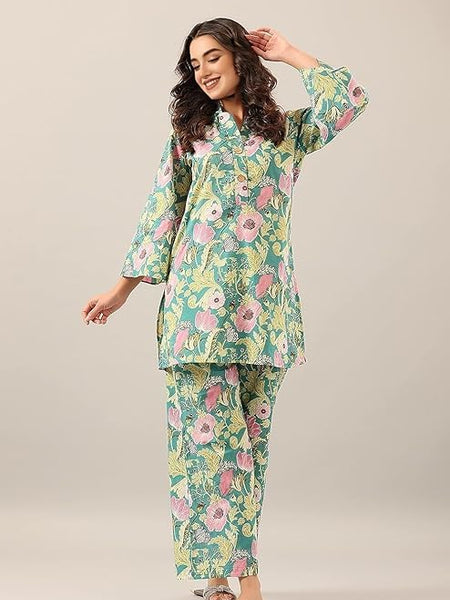 Standard Light Green - JJAIPURFAME Women's Trendy Printed Cotton Blend Straight Light Green Color Kurta and Palazzo Set