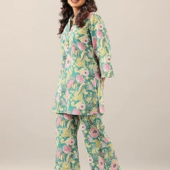 Standard Light Green - JJAIPURFAME Women's Trendy Printed Cotton Blend Straight Light Green Color Kurta and Palazzo Set