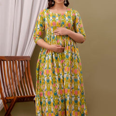 Patron - JAIPURFAME Maternity Feeding Kurti with Zipper | Cotton Floral Printed Pregnancy & Nursing Dress | Comfortable & Stylish Maternity Wear for Women | Breastfeeding Kurta with Zipper | Soft & Elegant