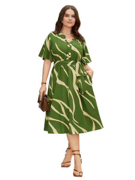 Mehendi - One Piece Dress for Women, New American Print Rayon Midi Dress, Stylish, Modern Party Outfit, Perfect for Casual and Formal Occasions