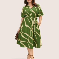 Mehendi - One Piece Dress for Women, New American Print Rayon Midi Dress, Stylish, Modern Party Outfit, Perfect for Casual and Formal Occasions