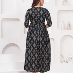 Black - JAIPURFAME Maternity Feeding Kurti with Zipper | Cotton Floral Printed Pregnancy & Nursing Dress | Comfortable & Stylish Maternity Wear for Women | Breastfeeding Kurta with Zipper | Soft & Elegant