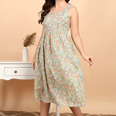 Soft Cream Cotton Sleeveless Kurta Front