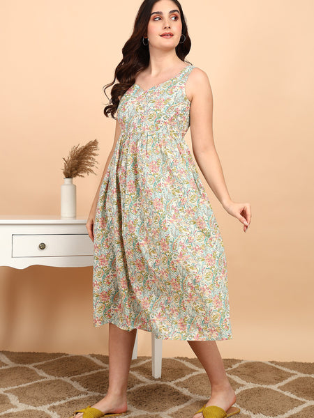 Soft Cream Cotton Sleeveless Kurta Front