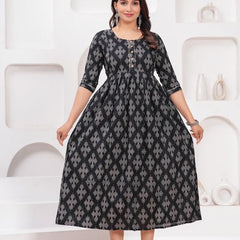 Black - JAIPURFAME Maternity Feeding Kurti with Zipper | Cotton Floral Printed Pregnancy & Nursing Dress | Comfortable & Stylish Maternity Wear for Women | Breastfeeding Kurta with Zipper | Soft & Elegant