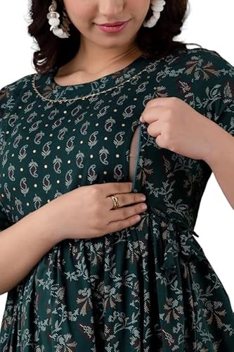 Stylish Women's Pure Cotton All Over Printed Kurti Gown, Maternity Dress, and Feeding Dress – Comfortable and Elegant Maternity Wear for Women