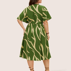 Mehendi - One Piece Dress for Women, New American Print Rayon Midi Dress, Stylish, Modern Party Outfit, Perfect for Casual and Formal Occasions