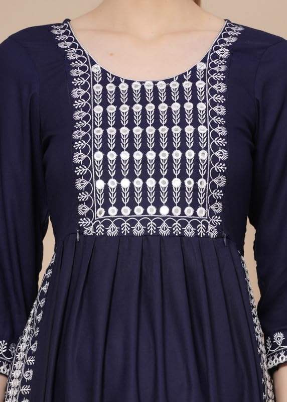 Blue - Maternity Feeding Kurti with Zipper | Cotton Floral Printed Pregnancy & Nursing Dress | Comfortable & Stylish Maternity Wear for Women | Breastfeeding Kurta with Zipper | Soft & Elegant