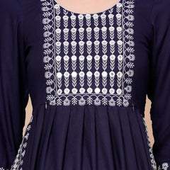 Blue - Maternity Feeding Kurti with Zipper | Cotton Floral Printed Pregnancy & Nursing Dress | Comfortable & Stylish Maternity Wear for Women | Breastfeeding Kurta with Zipper | Soft & Elegant