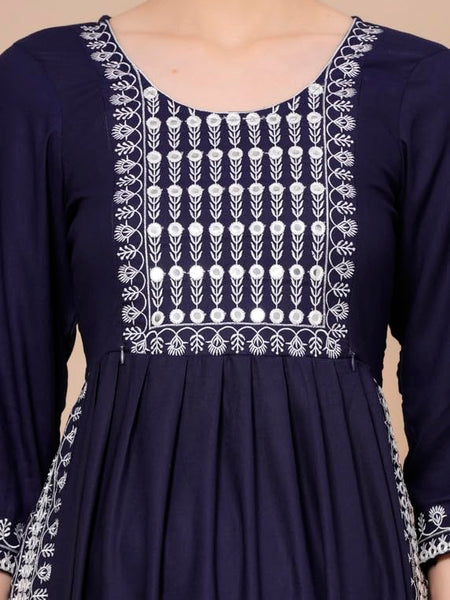 Blue - Maternity Feeding Kurti with Zipper | Cotton Floral Printed Pregnancy & Nursing Dress | Comfortable & Stylish Maternity Wear for Women | Breastfeeding Kurta with Zipper | Soft & Elegant