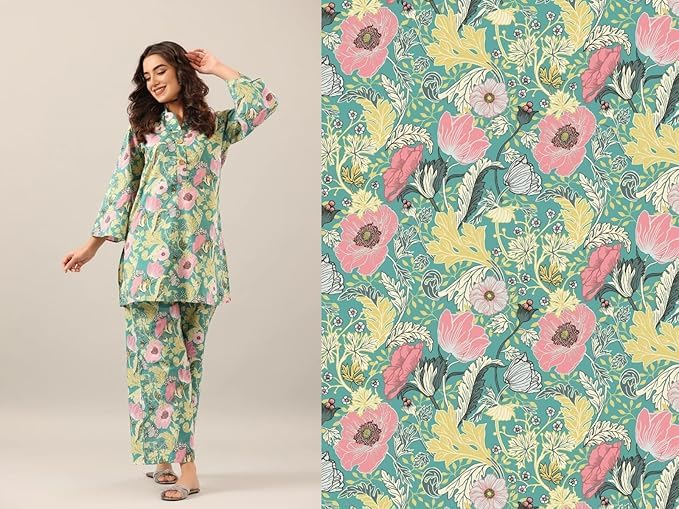 Standard Light Green - JJAIPURFAME Women's Trendy Printed Cotton Blend Straight Light Green Color Kurta and Palazzo Set