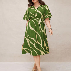 Mehendi - One Piece Dress for Women, New American Print Rayon Midi Dress, Stylish, Modern Party Outfit, Perfect for Casual and Formal Occasions