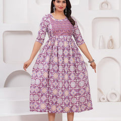 Pink - JAIPURFAME Maternity Feeding Kurti with Zipper | Cotton Floral Printed Pregnancy & Nursing Dress | Comfortable & Stylish Maternity Wear for Women | Breastfeeding Kurta with Zipper | Soft & Elegant