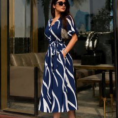 American Print Rayon Midi Dress for Women