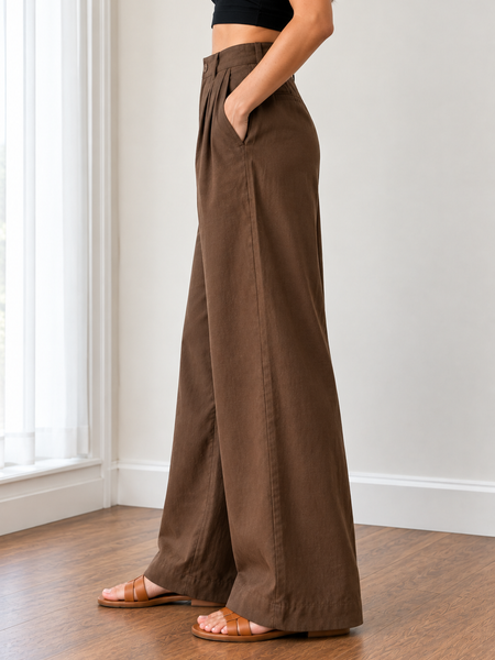 Wide Leg High-Rise Linen Palazzo Pants