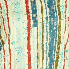 Sky Blue - Women's Floral Printed Cotton Top - Stylish Long Top with Mandarin Collar, Perfect for Jeans, Ideal for Casual & Ethnic Wear