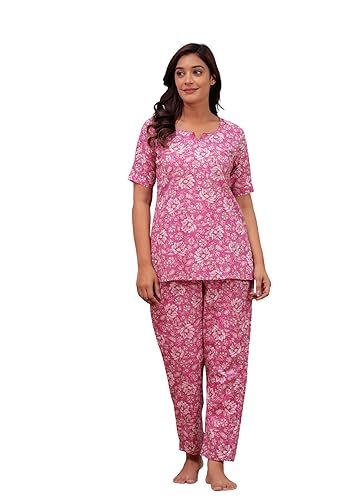 Women’s Cotton Floral Co-Ord Set - Comfortable & Stylish Casual Top and Pants, Breathable and Comfortable Fabric, Perfect for Summer & Everyday Wear