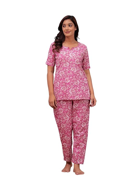 Women’s Cotton Floral Co-Ord Set - Comfortable & Stylish Casual Top and Pants, Breathable and Comfortable Fabric, Perfect for Summer & Everyday Wear