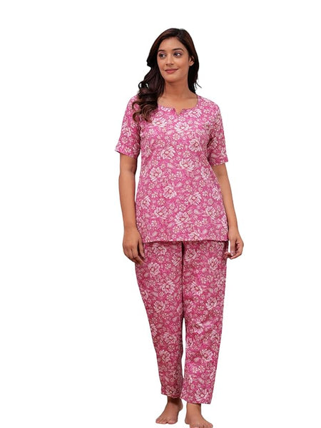 Women’s Cotton Floral Co-Ord Set - Comfortable & Stylish Casual Top and Pants, Breathable and Comfortable Fabric, Perfect for Summer & Everyday Wear