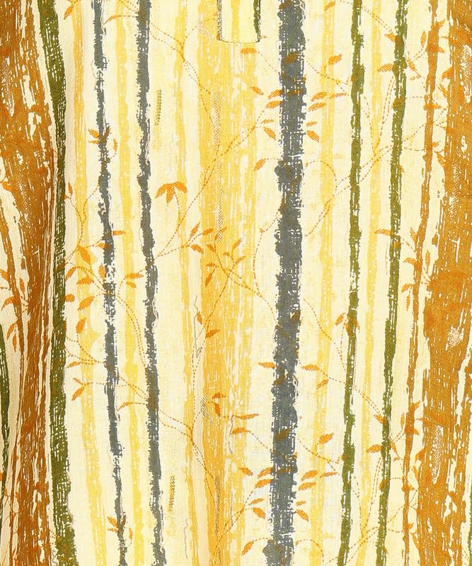 Yellow Multi - Women's Floral Printed Cotton Top - Stylish Long Top with Mandarin Collar, Perfect for Jeans, Ideal for Casual & Ethnic Wear