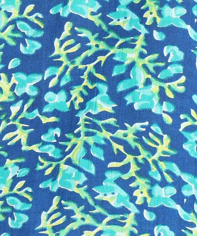 Sky Blue1 - Women's Floral Printed Cotton Top - Stylish Long Top with Mandarin Collar, Perfect for Jeans, Ideal for Casual & Ethnic Wear