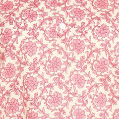 Pink - Women's Floral Printed Cotton Top - Stylish Long Top with Mandarin Collar, Perfect for Jeans, Ideal for Casual & Ethnic Wear