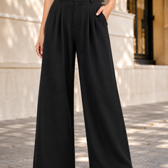 Women’s  High-Waisted Wide Leg Linen Pants with Pockets