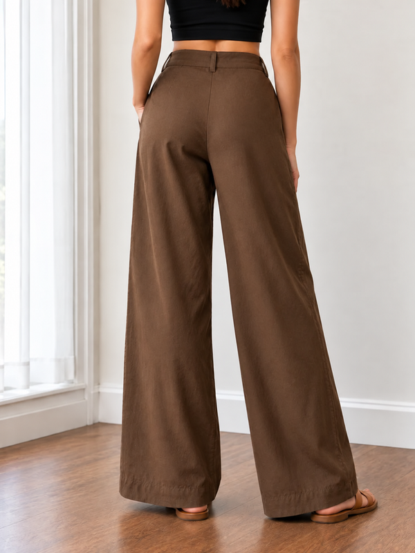 Wide Leg High-Rise Linen Palazzo Pants