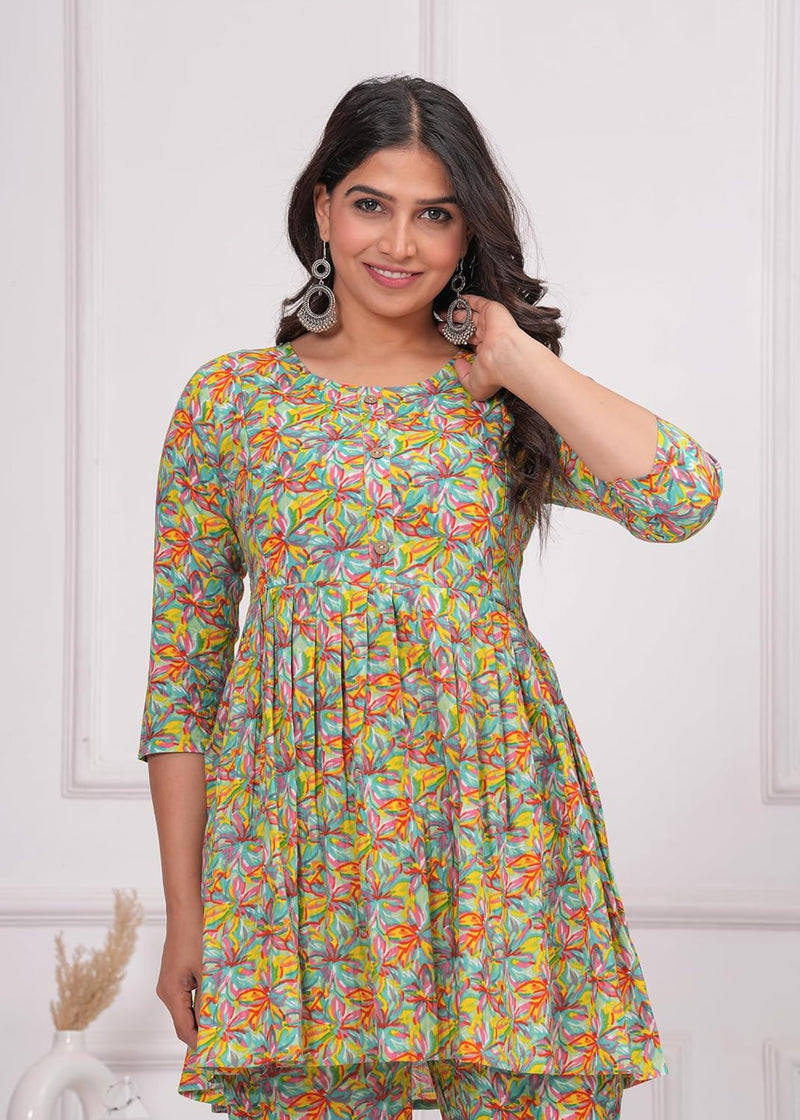 Multicolour - JAIPURFAME Women’s Floral Printed Cotton Co-Set – Comfortable & Stylish Two-Piece Outfit in Perfect for Casual Wear, Vacation, or Everyday Style