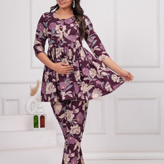 PURPLE - JAIPURFAME Women’s Floral Printed Cotton Co-Set – Comfortable & Stylish Two-Piece Outfit in Perfect for Casual Wear, Vacation, or Everyday Style
