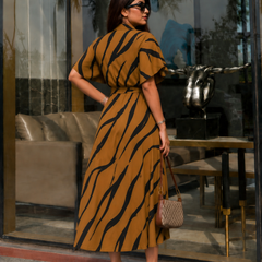 American Print Rayon Midi Dress for Women