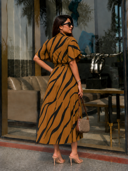 American Print Rayon Midi Dress for Women