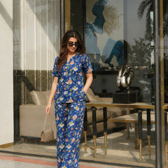 Blue Floral Cotton Co-Ord Set