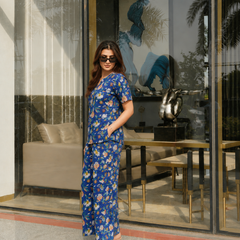 Blue Floral Cotton Co-Ord Set