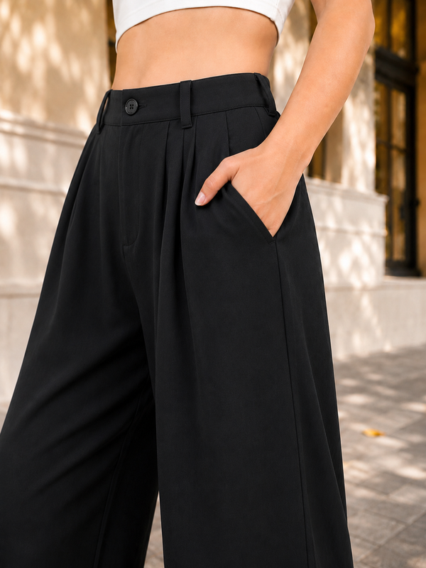 Women’s  High-Waisted Wide Leg Linen Pants with Pockets
