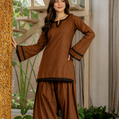 Dark Brown Cotton Farshi Set