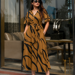 American Print Rayon Midi Dress for Women