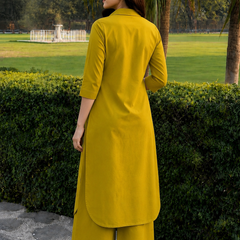 Solid Cotton Kurta Pant Set