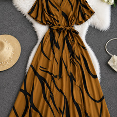American Print Rayon Midi Dress for Women