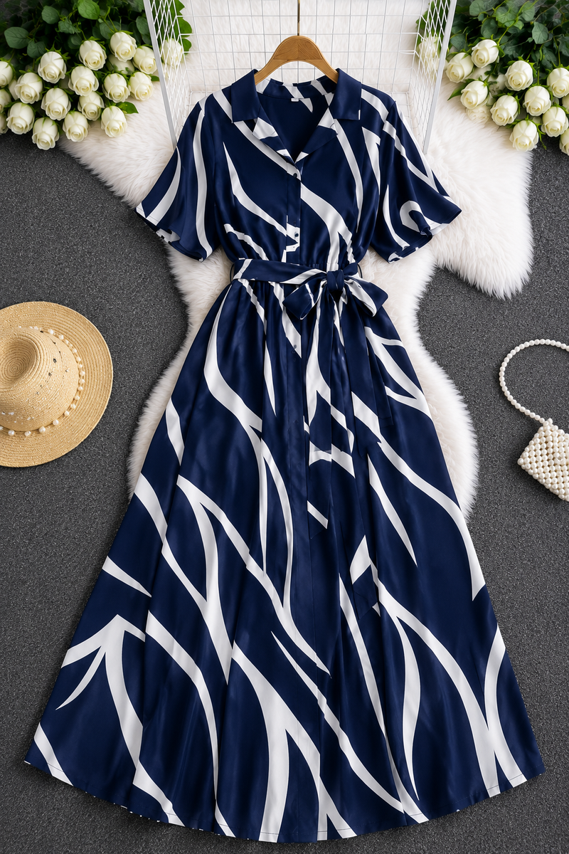 American Print Rayon Midi Dress for Women